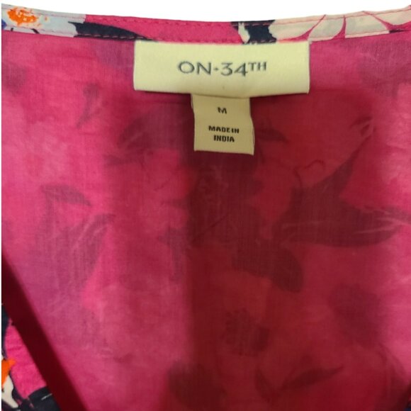 Women's Cotton Surplice-Neck 3/4-Sleeve Midi Dress - Picture 5 of 7